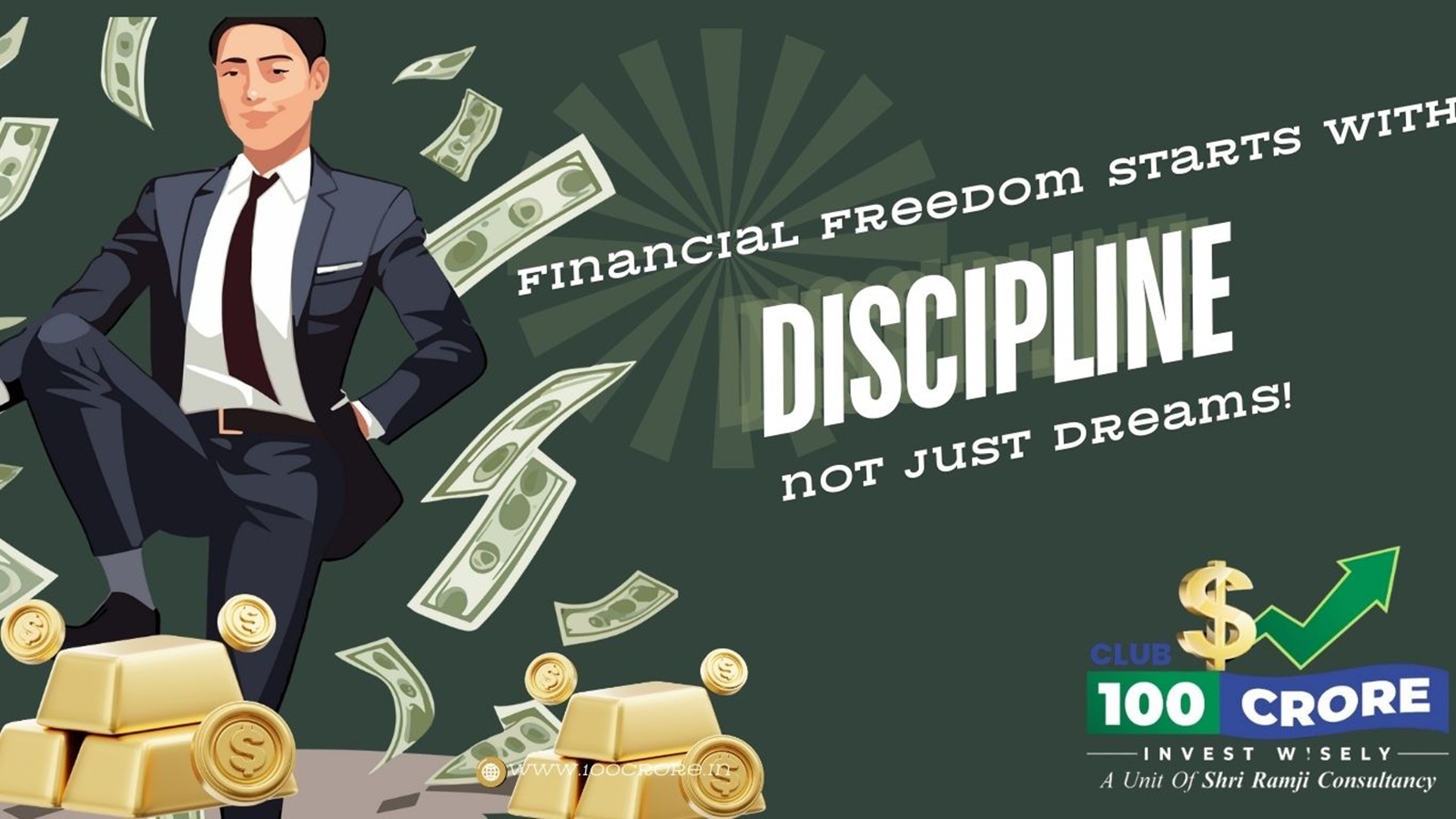 Green Modern Illustration Financial Freedom Starts with Discipline Not Just Dreams Instagram Post (Website)